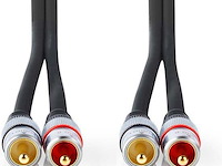 Nedis stereo-audiokabel - 2x rca male - 2x rca male - verguld - 2.50 m - rond - antraciet - doos - afbeelding 1 van  3