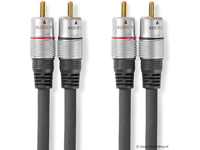 Nedis stereo-audiokabel - 2x rca male - 2x rca male - verguld - 2.50 m - rond - antraciet - doos - afbeelding 2 van  3