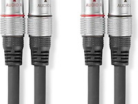Nedis stereo-audiokabel - 2x rca male - 2x rca male - verguld - 2.50 m - rond - antraciet - doos - afbeelding 2 van  3