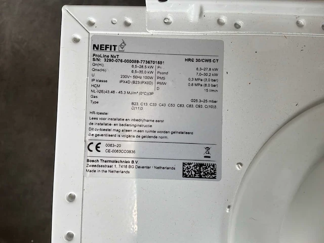 Nefit proline nxt hr combi cv-ketel - afbeelding 5 van  7
