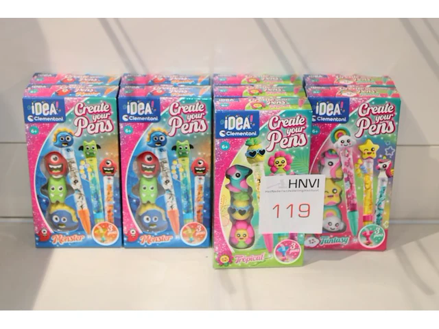 Negen doosjes ceate your pens idea clentoni - afbeelding 1 van  2