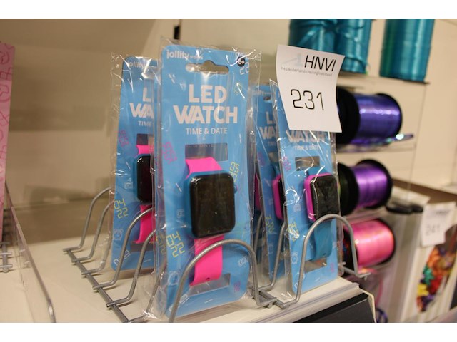 Negen kinder led horloges blauw en roze - afbeelding 2 van  2