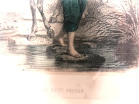 Negentiende-eeuwse lithografie getiteld "le petit paysan" - afbeelding 3 van  5