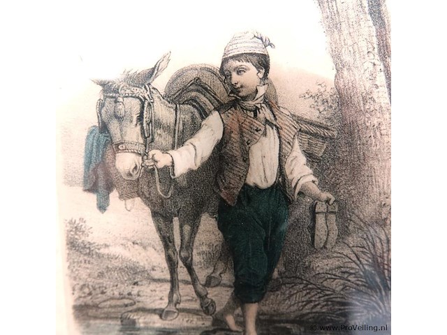 Negentiende-eeuwse lithografie getiteld "le petit paysan" - afbeelding 4 van  5