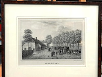 Negentiende-eeuwse lithografie van het gelderse dorp bergen en dal - afbeelding 1 van  5