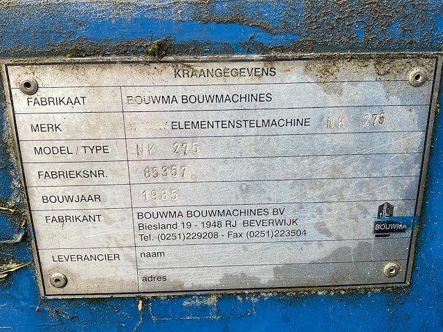 Nemaasko - nk275 - mobile crane - 1985 - afbeelding 11 van  20