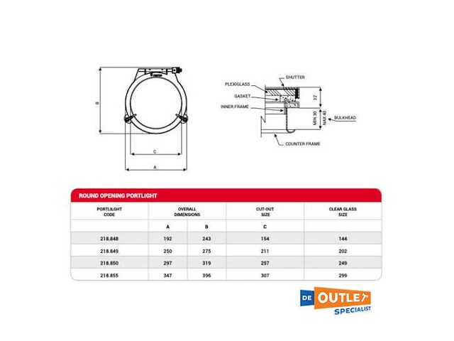 Nemo stainless steel porthole 300 mm - 218,855 - afbeelding 2 van  6