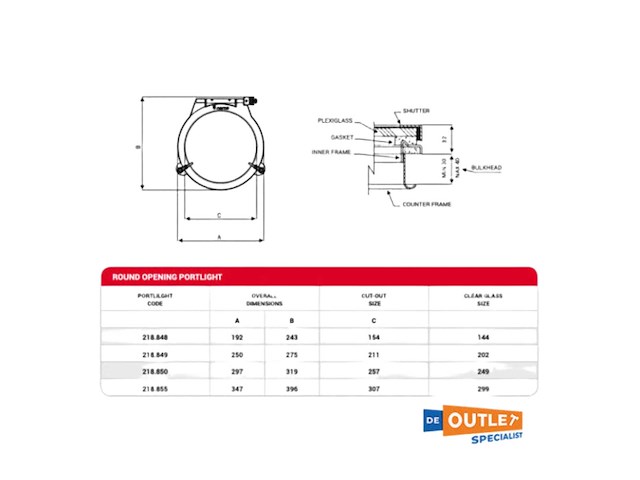 Nemo stainless steel porthole 300 mm - 218,855 - afbeelding 10 van  12