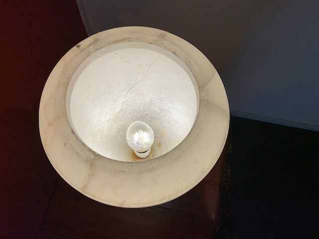 Neoklassieke albasten urnlamp met gesneden bloemdecor - afbeelding 6 van  6
