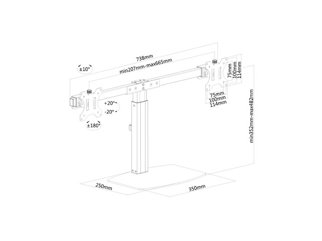 Neomounts fpma-d865d monitorstandaard 2 schermen zwart - afbeelding 3 van  3
