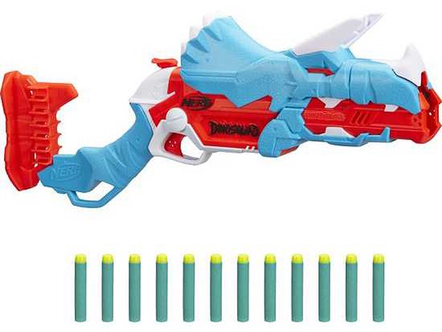 Nerf dinosquad tricerablast dart blaster (6x) - afbeelding 1 van  4