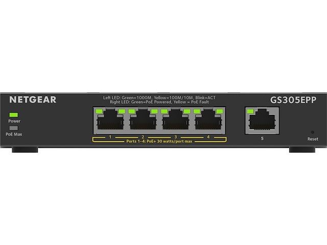 Netgear gs305epp netwerk switch plus managed 1 gbps - afbeelding 3 van  4