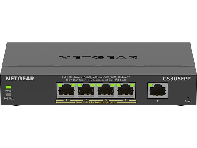 Netgear gs305epp netwerk switch plus managed 1 gbps - afbeelding 4 van  4