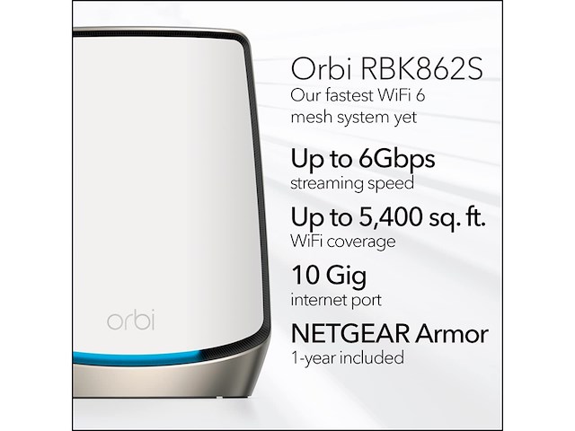 Netgear orbi rbk862s mesh wifi wifi versterker wifi 6 6000 mbps triband 2pack wit - afbeelding 2 van  5