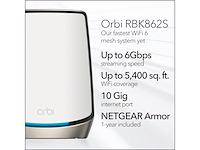 Netgear orbi rbk862s mesh wifi wifi versterker wifi 6 6000 mbps triband 2pack wit - afbeelding 2 van  5