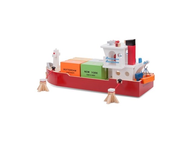 New classic toys - containerboot met 4 containers - haven lijn - afbeelding 2 van  5