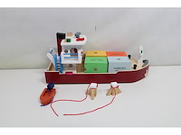 New classic toys - containerboot met 4 containers - haven lijn - afbeelding 4 van  5