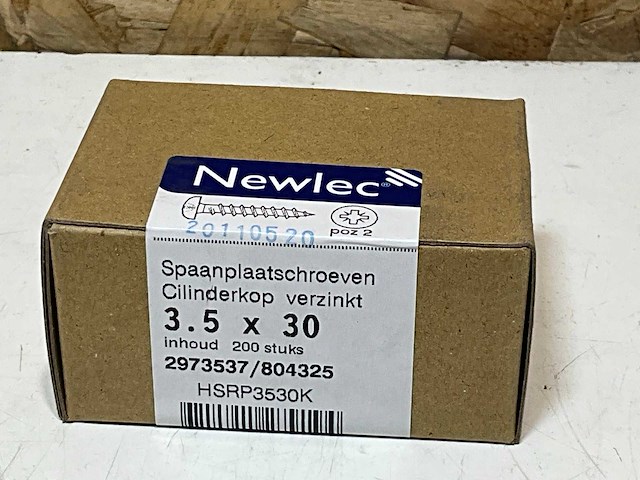 Newlec spaanplaatschroef verzinkt 3.5x30 (3600x) - afbeelding 3 van  3