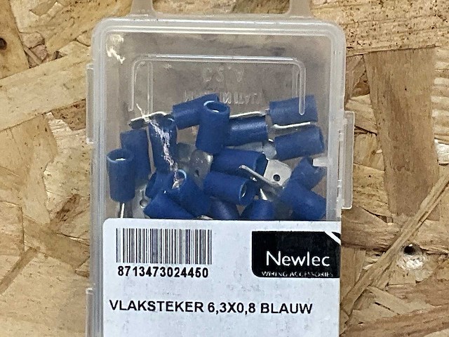 Newlec vlakstekker 6,3x0,8 blauw 100x (15x) - afbeelding 3 van  3