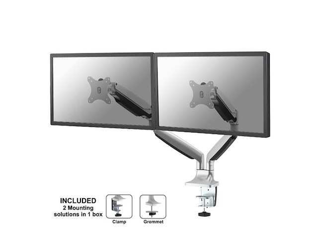 Newstar nmd750d monitorarm met gasveer zilver - afbeelding 2 van  4