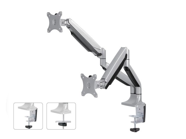 Newstar nmd750d monitorarm met gasveer zilver - afbeelding 3 van  4