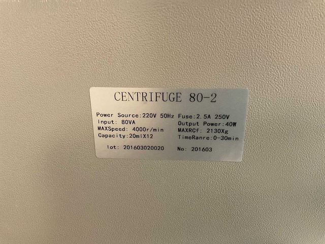 Nex 80-2 centrifugemachine - afbeelding 3 van  3