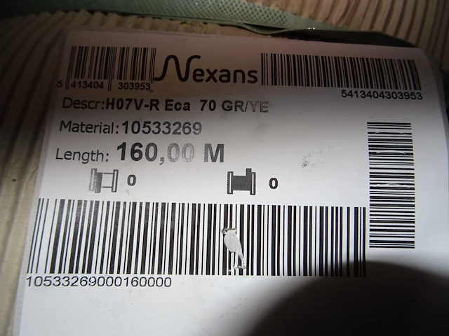 Nexans - h07v-r eca 70 gr/ye - installatiedraad 160 mtr - afbeelding 2 van  2