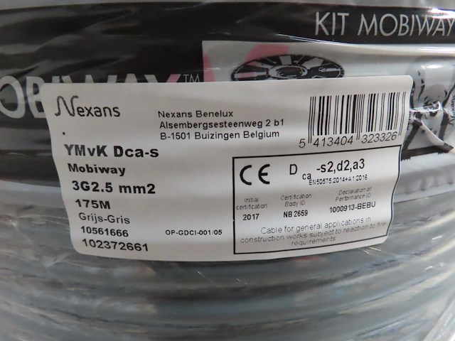 Nexans - mobiway - ymvk dca-s 3g2,5mm2 - rol installatiekabel 175m - afbeelding 2 van  2