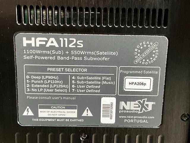 Next-proaudio hfa112s actieve subwoofer - afbeelding 8 van  9
