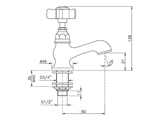 Nicolazzi half dome 1417-70 retro fonteinkraanset - afbeelding 7 van  7