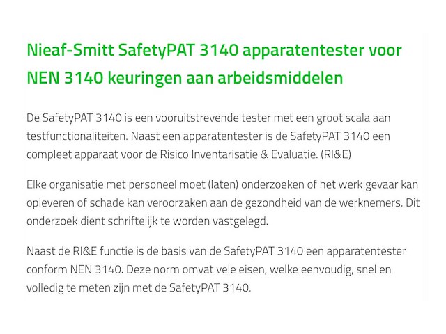 Nieaf smitt safetypat nen3140 apparatentester - afbeelding 1 van  2
