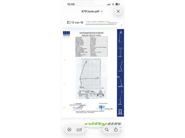 Niftylift - 2013 - hr21 d 4x4 20.8m werkhoogte - met hoogwerkerboek - 1612 uren - hoogwerker - afbeelding 20 van  23