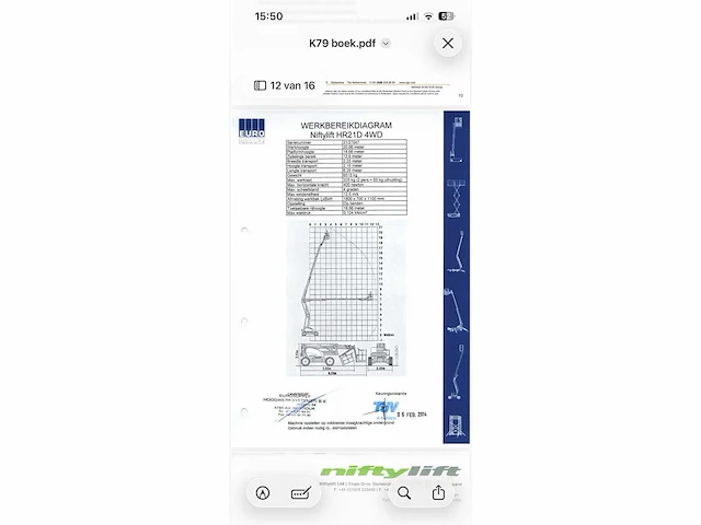Niftylift - 2013 - hr21 d 4x4 20.8m werkhoogte - met hoogwerkerboek - 1612 uren - hoogwerker - afbeelding 15 van  26
