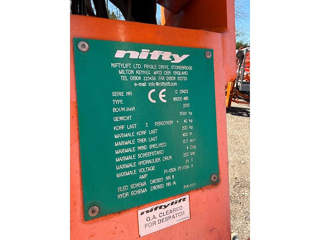 Niftylift - 2015 - hr12de - hoogwerker 4x4 knikarm 12m - afbeelding 16 van  24