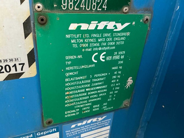 Niftylift - hr28 hybrid 4x4 - aerial work platforms - 2016 - afbeelding 18 van  19