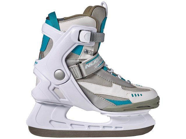 Nijdam ijshockeyschaats dames semisoftboot wit/antraciet/smaragd maat 40 - afbeelding 2 van  5