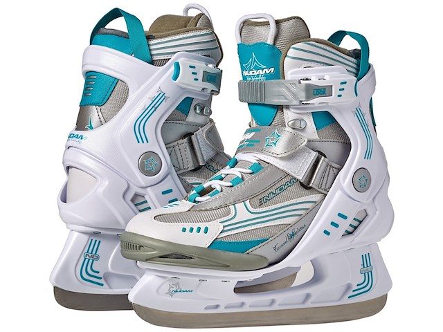 Nijdam ijshockeyschaats dames semisoftboot wit/antraciet/smaragd maat 40 - afbeelding 3 van  5