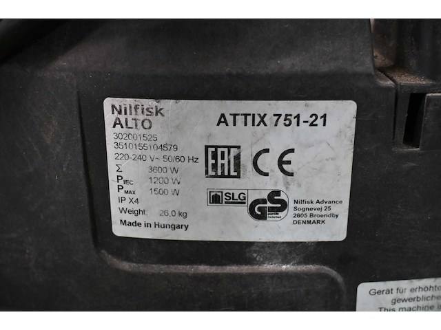 Nilfisk attix 751-21 waterzuiger - afbeelding 3 van  4