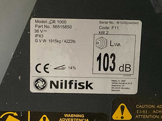 Nilfisk cr1000 zelfrijdende veeg- schrobmachine - afbeelding 13 van  20