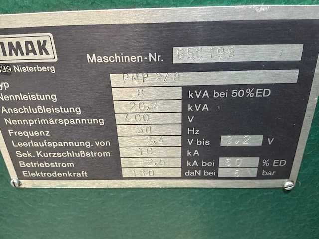 Nimak pmp 2/8 puntlasmachine - afbeelding 8 van  8