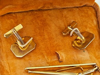 Nina ricci goldplated two-tone manchetknopen + tie-clip - afbeelding 5 van  6
