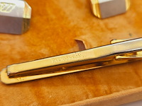 Nina ricci goldplated two-tone manchetknopen + tie-clip - afbeelding 6 van  6