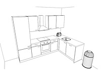 Nobilia laser decor zwart beton hoek keuken - afbeelding 3 van  16