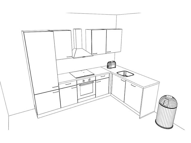 Nobilia laser decor zwart beton hoek keuken - afbeelding 3 van  12
