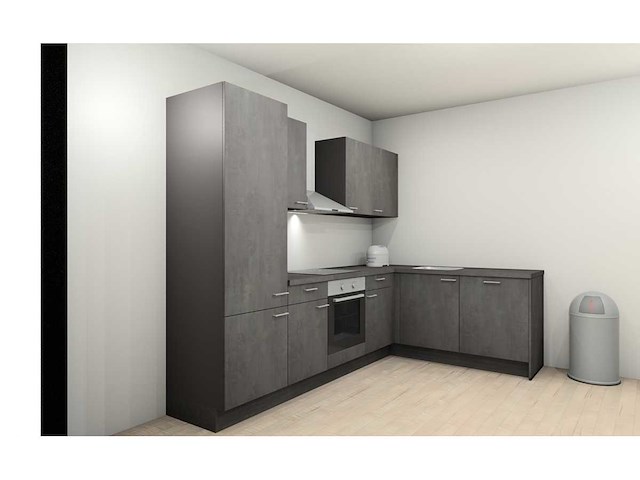 Nobilia laser decor zwart beton hoek keuken - afbeelding 7 van  13