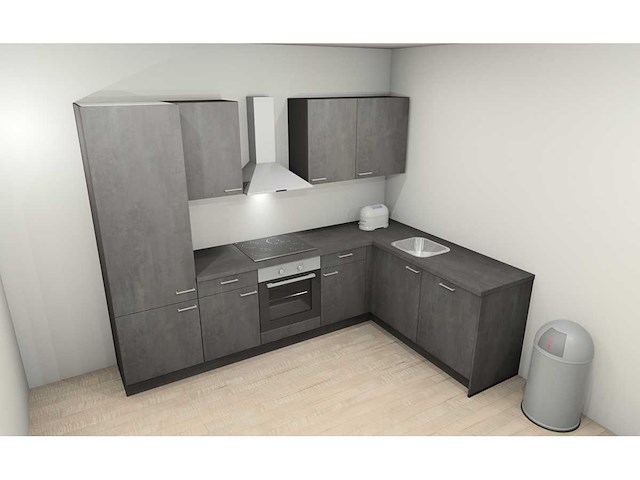 Nobilia laser decor zwart beton hoek keuken - afbeelding 12 van  16