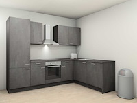 Nobilia laser decor zwart beton hoek keuken