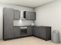Nobilia laser decor zwart beton hoek keuken