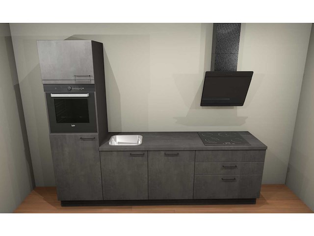 Nobilia laser decor zwart beton recht keuken - afbeelding 9 van  11