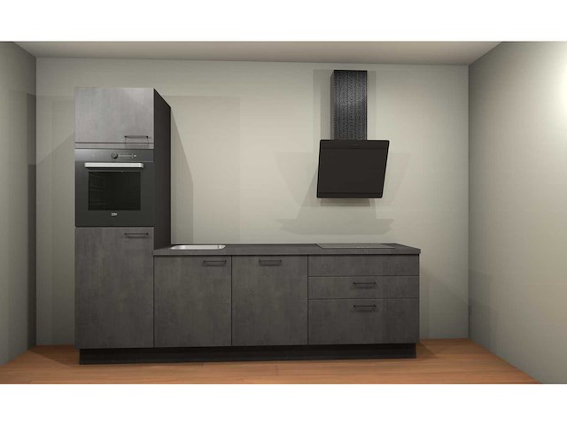 Nobilia laser decor zwart beton recht keuken - afbeelding 6 van  10